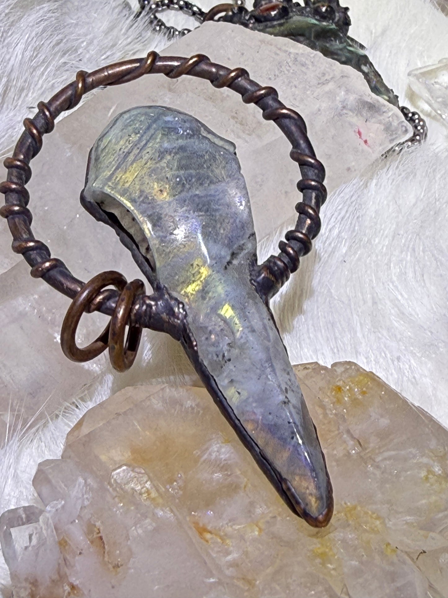Labradorite Raven Skull