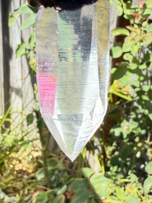 Lemurian Quartz w/ Labradorite Crescent Moon