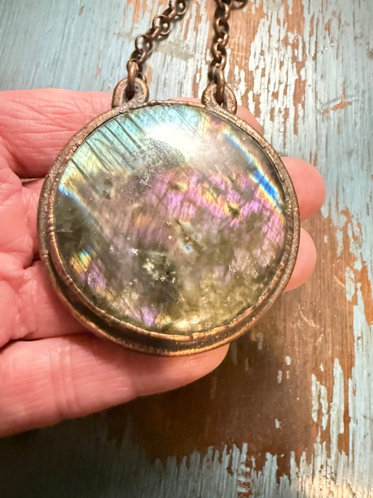 Green/Purple Blue Labradorite Statement Piece